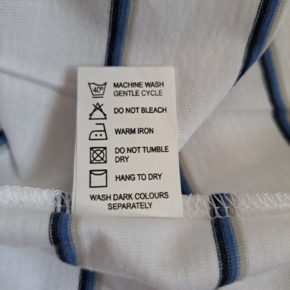 NWT Left Coast Tee Men's 100% Cotton White Blue Striped Sweater Size M - Picture 12 of 15